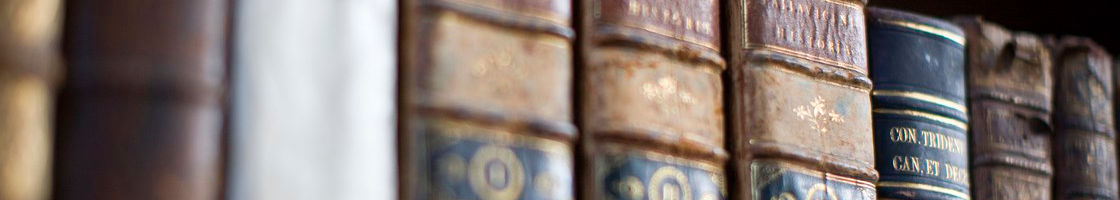 The spines of old books